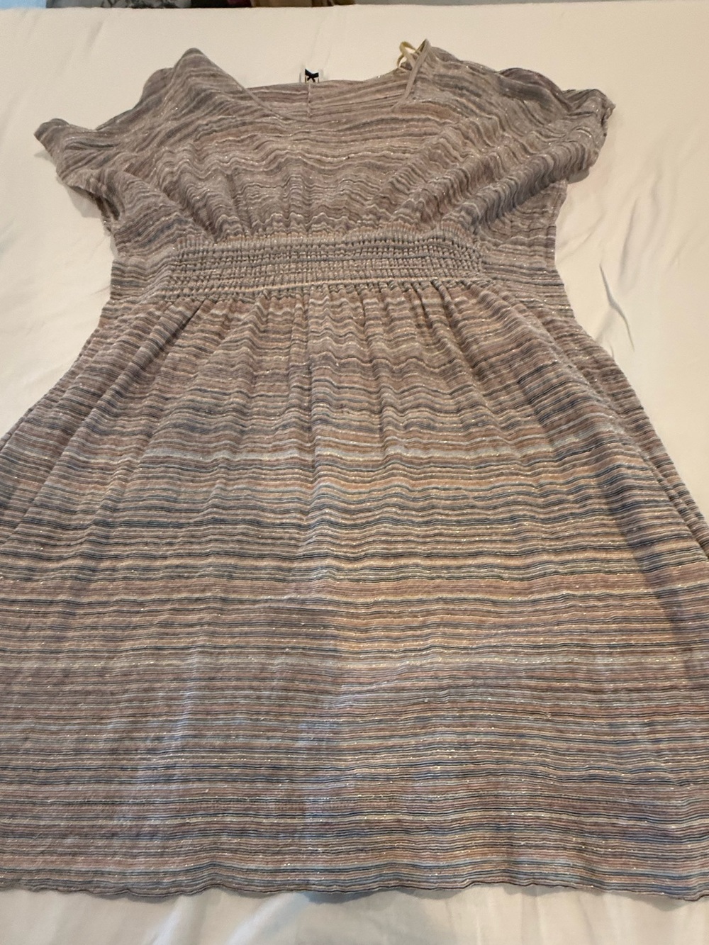 Missoni Striped Midi Dress in Taupe and Light Blue